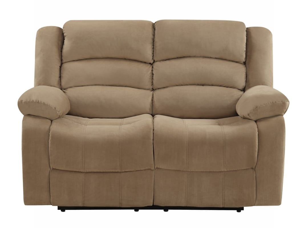 60" Beige Microfiber Manual Reclining Loveseat