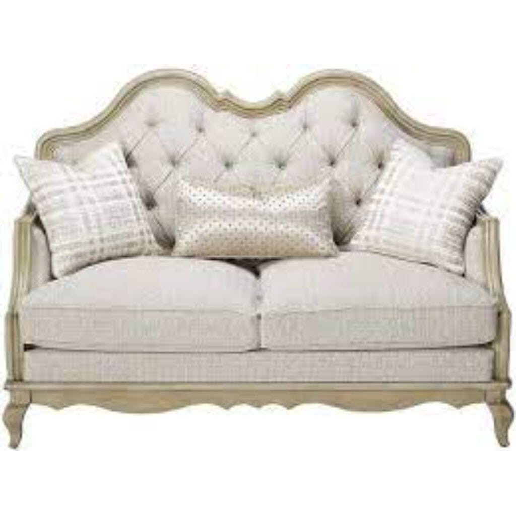 70" Silver And Platinum Faux Leather Loveseat and Toss Pillows