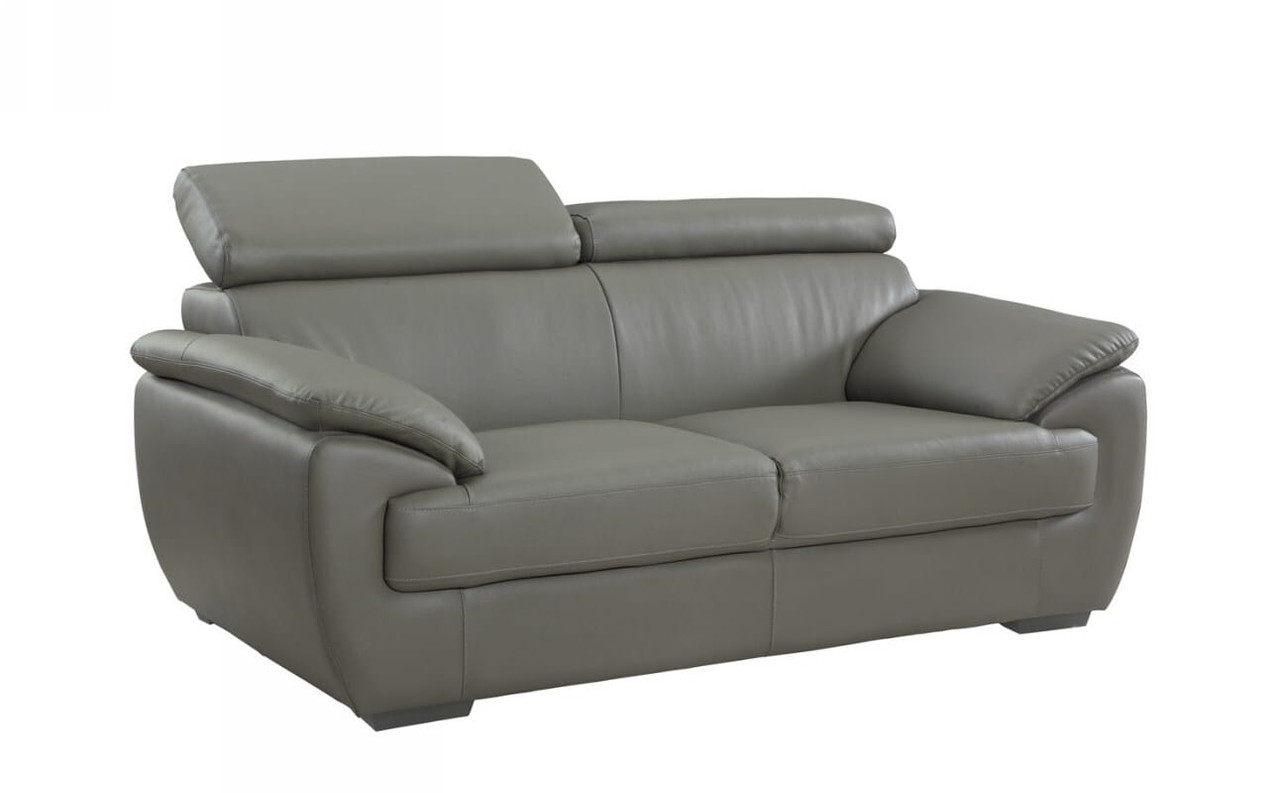 69" Gray And Silver Faux Leather Loveseat