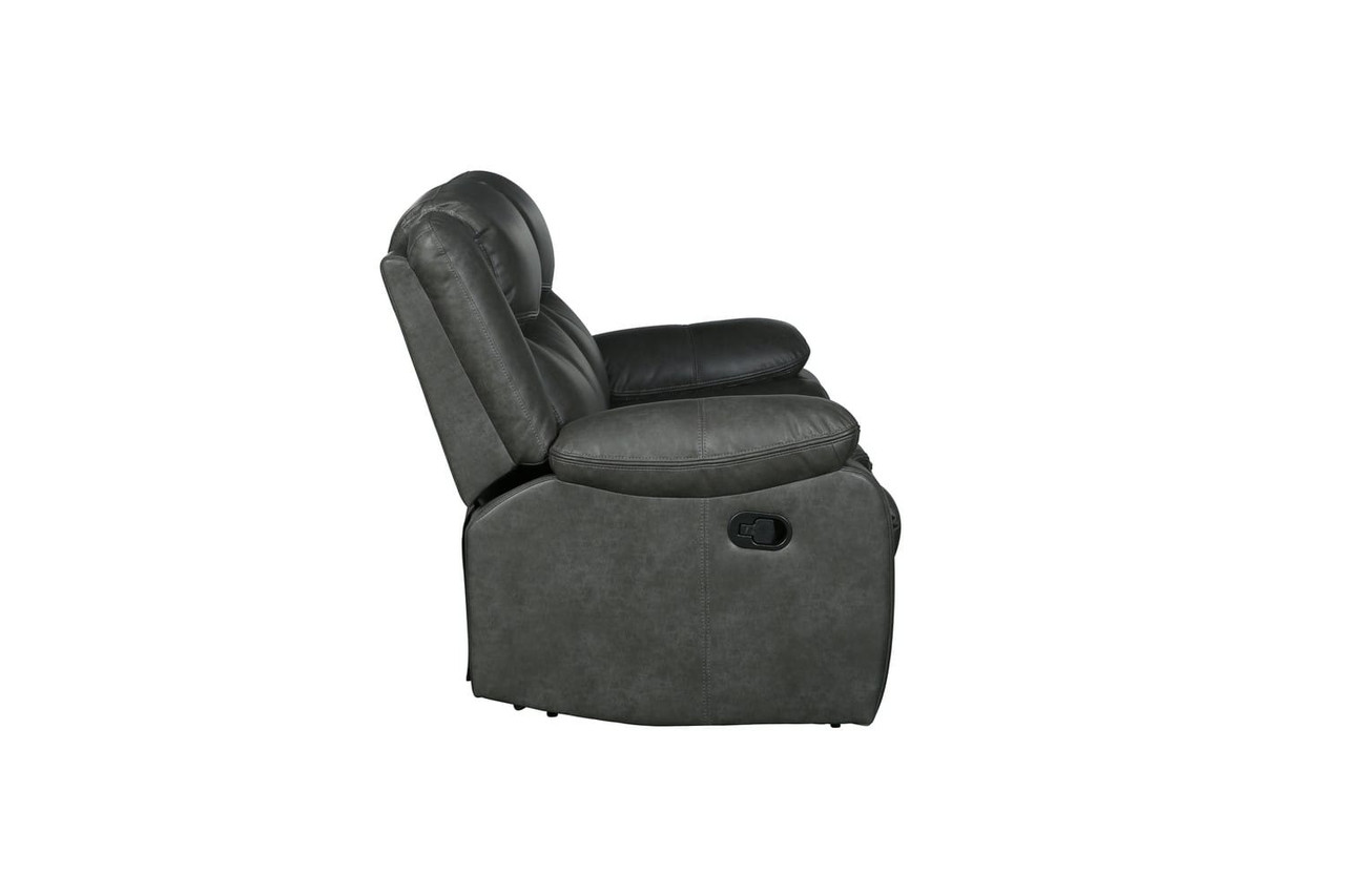 64" Gray Faux Leather Manual Reclining Love Seat