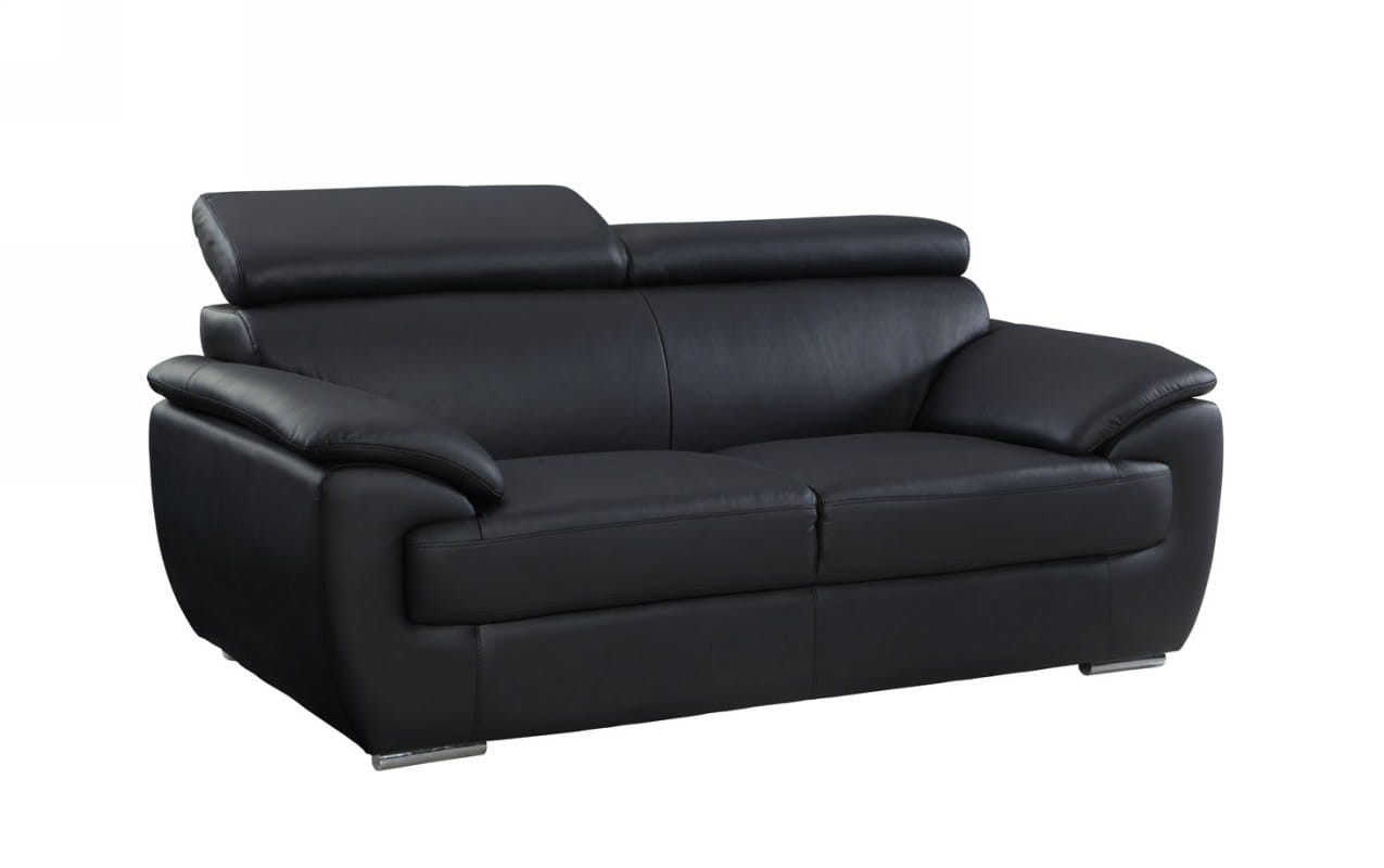 69" Black And Silver Faux Leather Loveseat