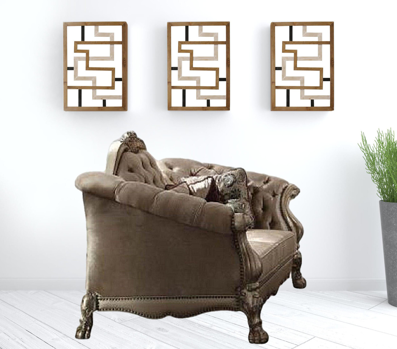 73" Bone Velvet Loveseat and Toss Pillows