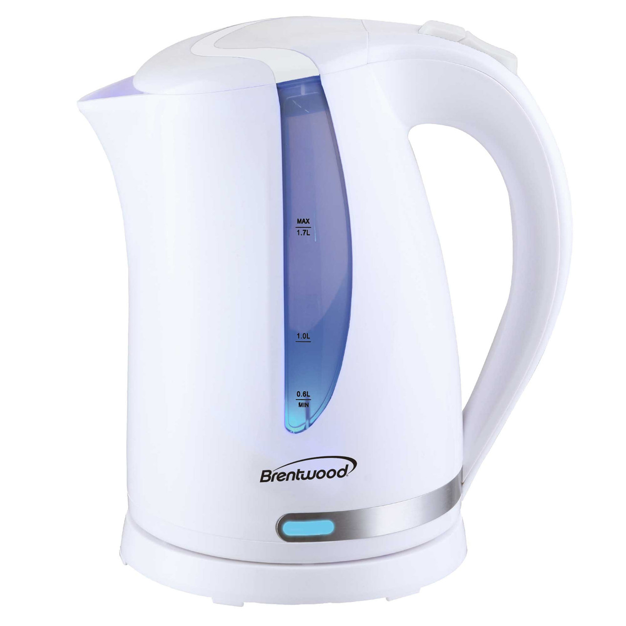 Brentwood 1.7L 1100W 360 Cordless Electric Kettle in White with Concealed Stainless Steel Heating E