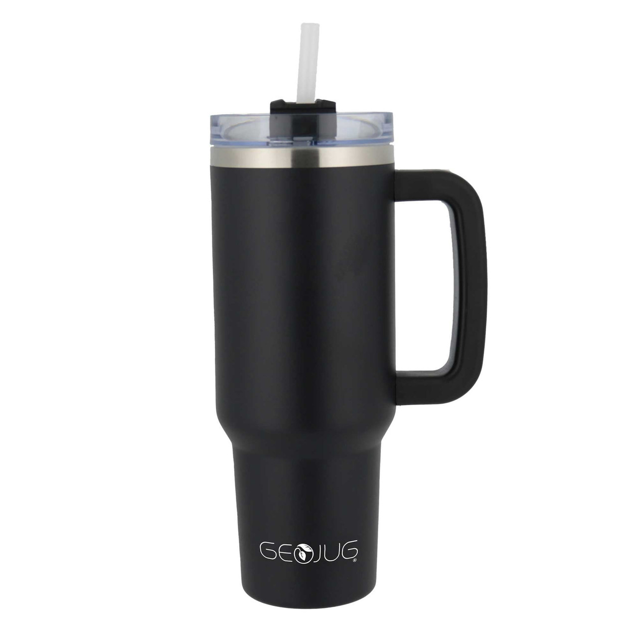 Brentwood GEOJUG 40oz Insulated Stainless Steel Tumbler Cup in Black with Handle