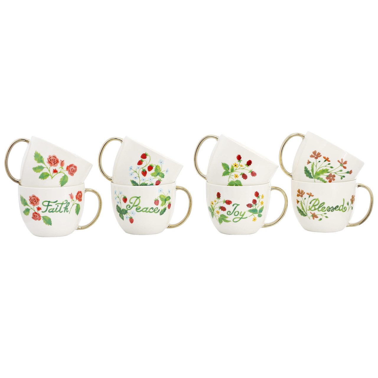 Gibson Home Inspired Gardens 8 Piece 17.5 Ounce Ceramic Assorted Mug Set