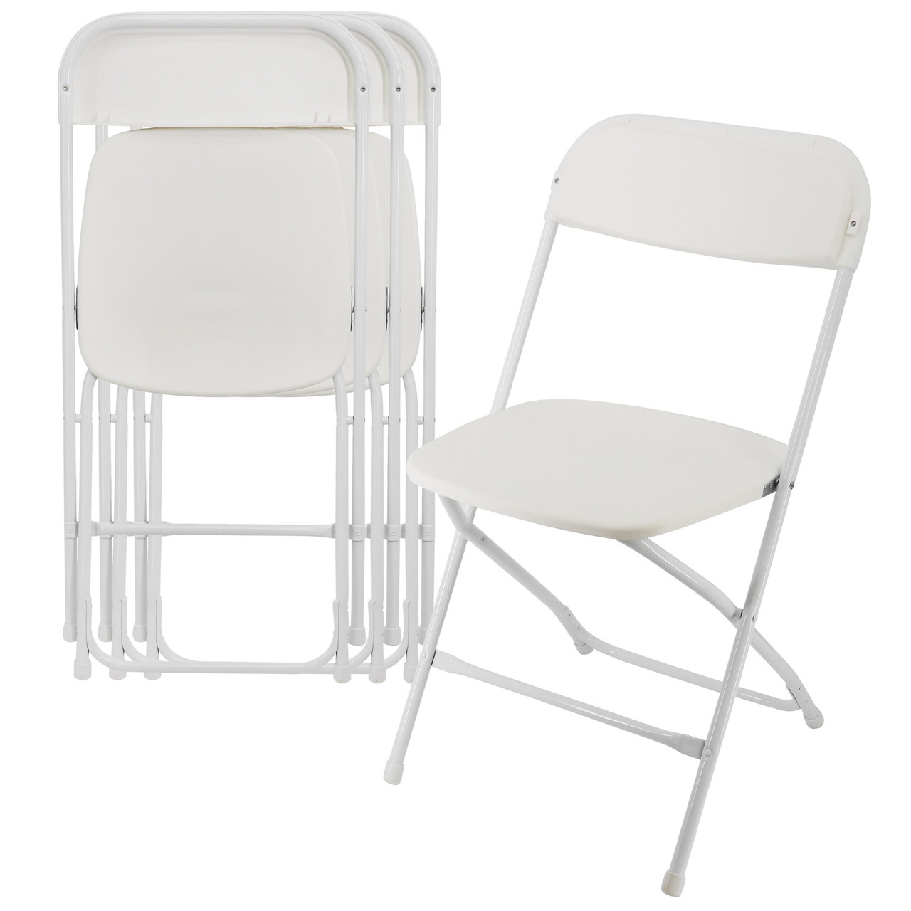 Elama 4 Piece Plastic Folding Chair in White