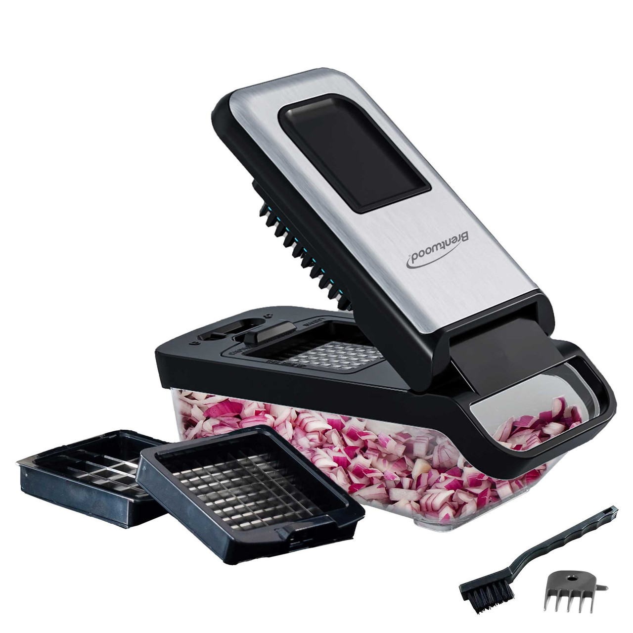 Brentwood 3.6 Cup  Vegetable Chopper in Black with 2 Interchangeable Blades