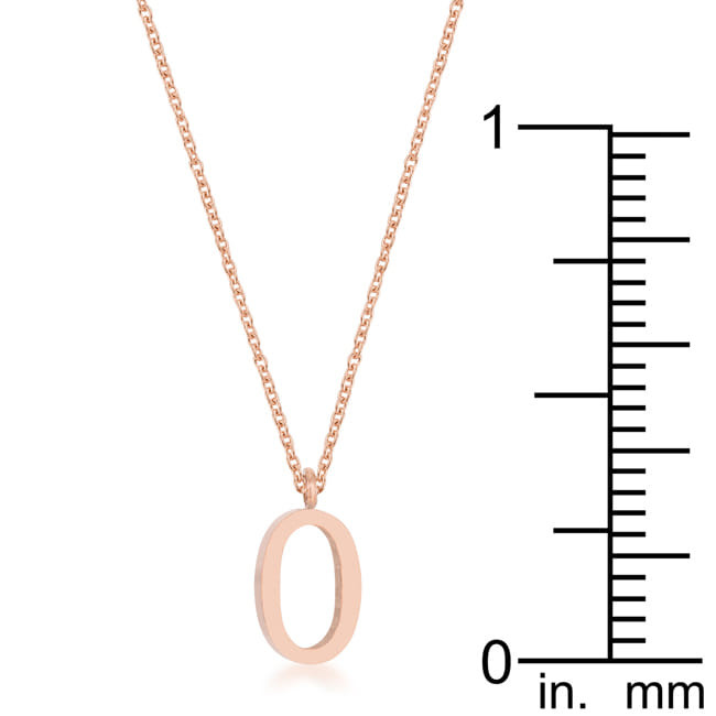 Elaina Rose Gold Stainless Steel O Initial Necklace