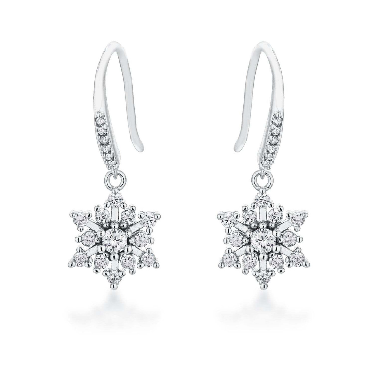 Contemporary Rhodium Plated CZ Earrings