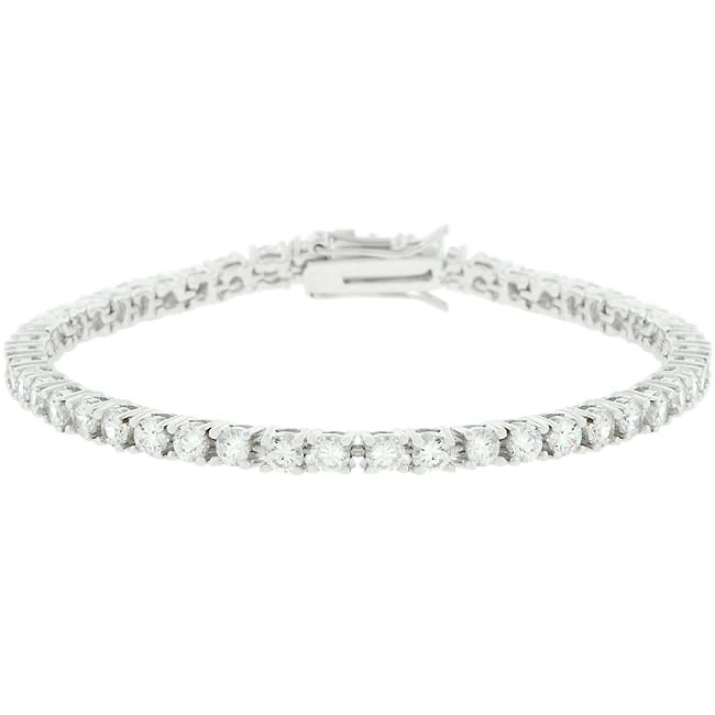Silvertone Finish Victorian Cubic Zirconia Tennis 8 Inch Bracelet