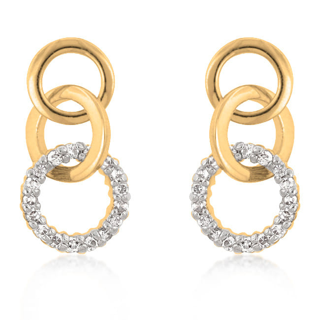 Goldtone Finish Triplet Hooplet Earrings