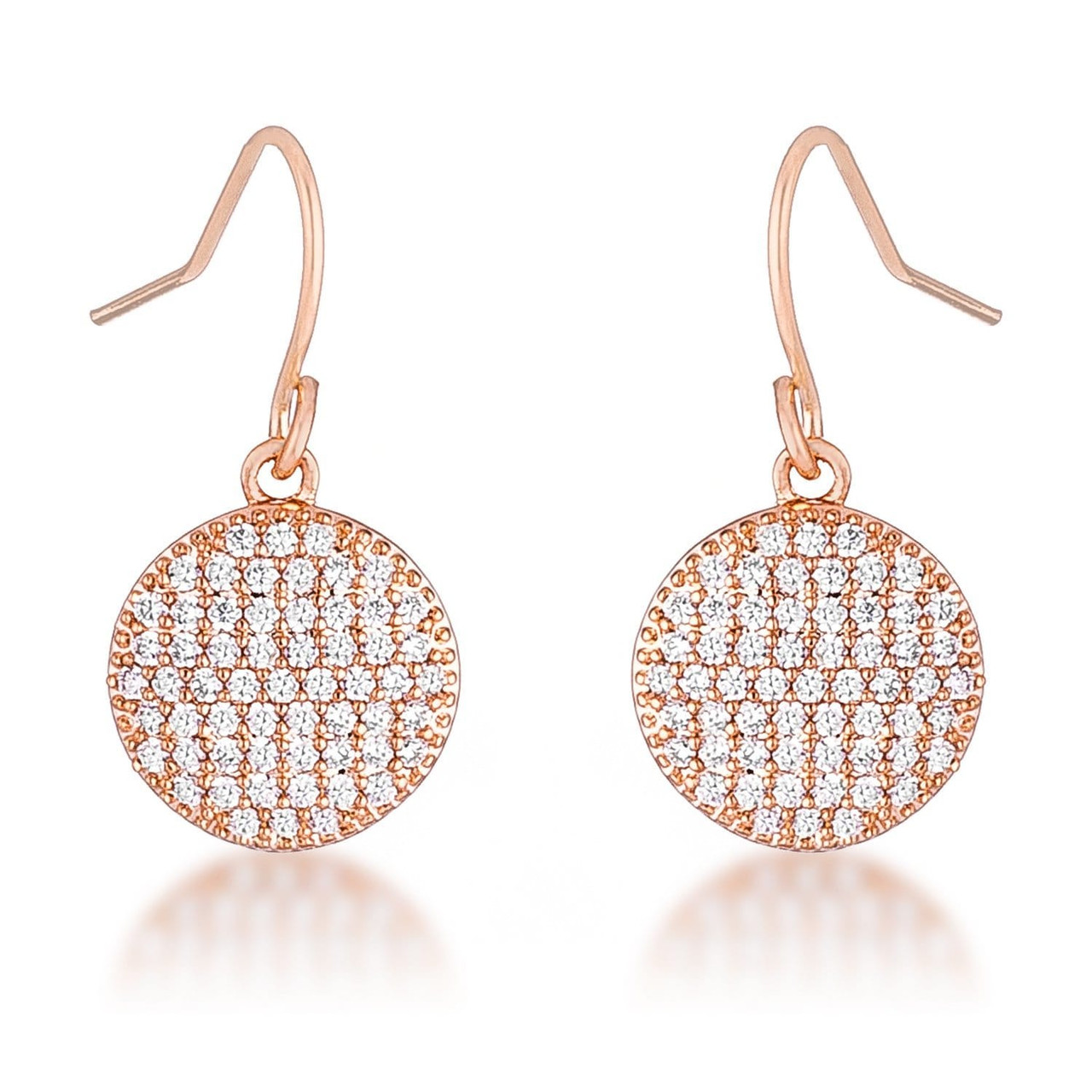 .6 Ct Elegant CZ Rose Gold Plated Disk Earrings