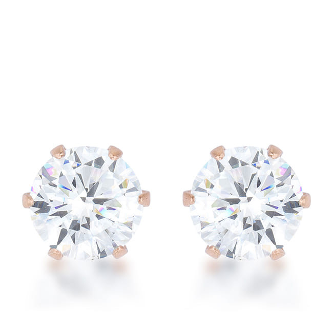 Reign 3.4ct CZ Rose Gold Stainless Steel Stud Earrings