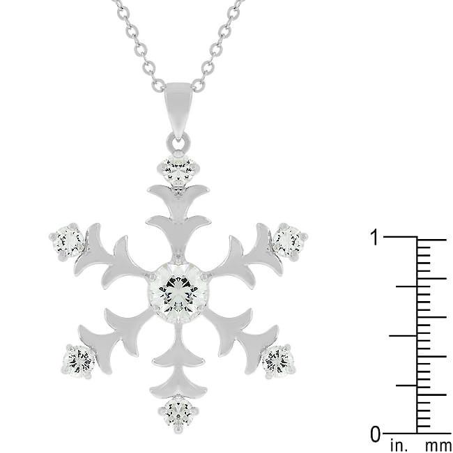 Rhodium Plated Snowflake Pendant