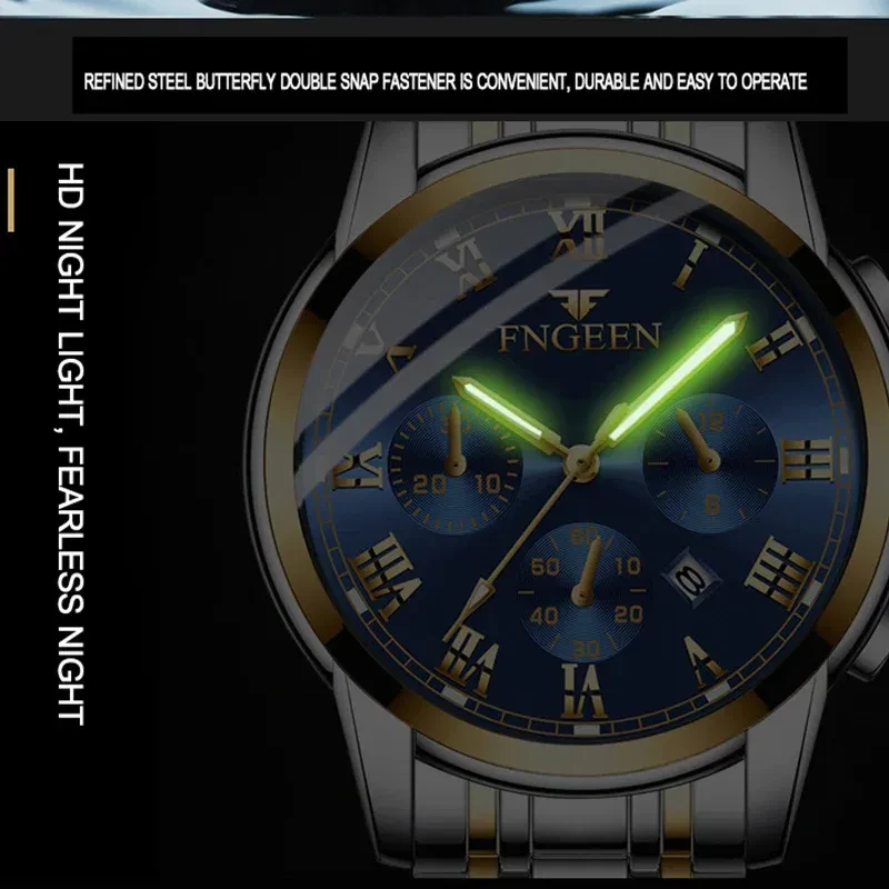 Color: Pink - BINBONG Men Watches 2023 Top Brand Luxury Waterproof Date Clock Male Steel Strap Casu