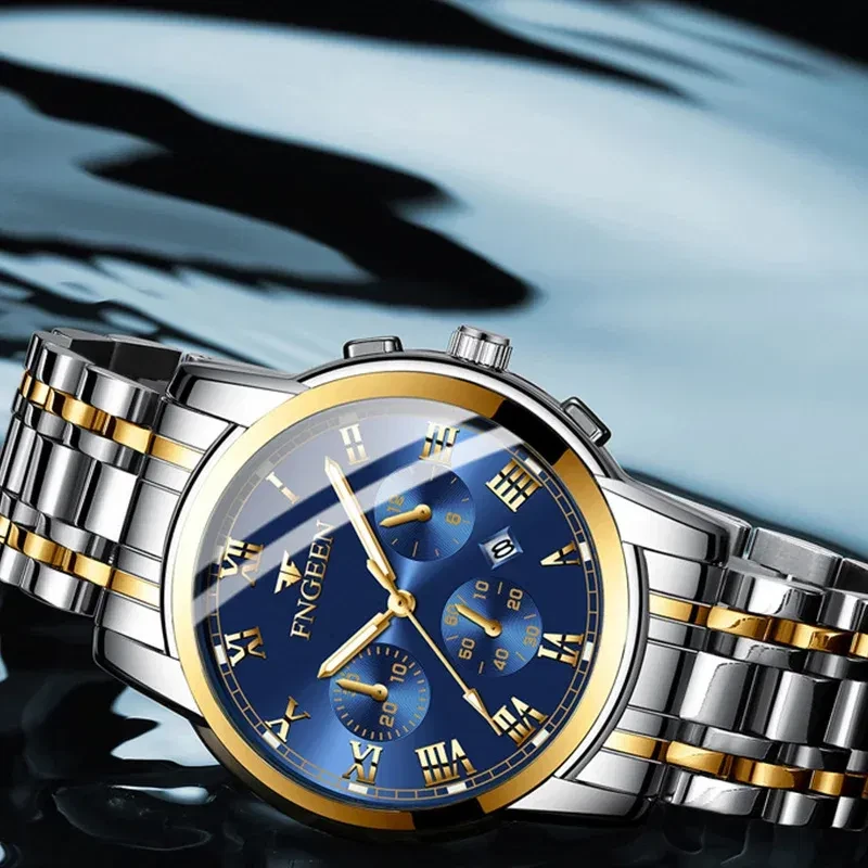 Color: Pink - BINBONG Men Watches 2023 Top Brand Luxury Waterproof Date Clock Male Steel Strap Casu