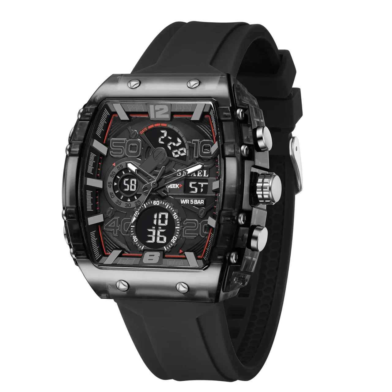 Color: BRONZE - SMAEL 8109 New Men's Watch Multifunctional Sports 50M Waterproof Dual Display LED N