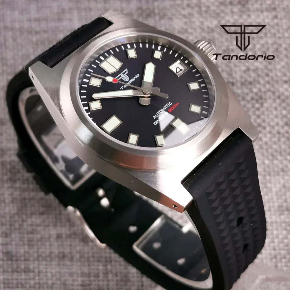 Color: grey - Tandorio Black/Blue/Green Sunburst Dial NH35A 38mm Automatic Men's Watch 200M Brushed