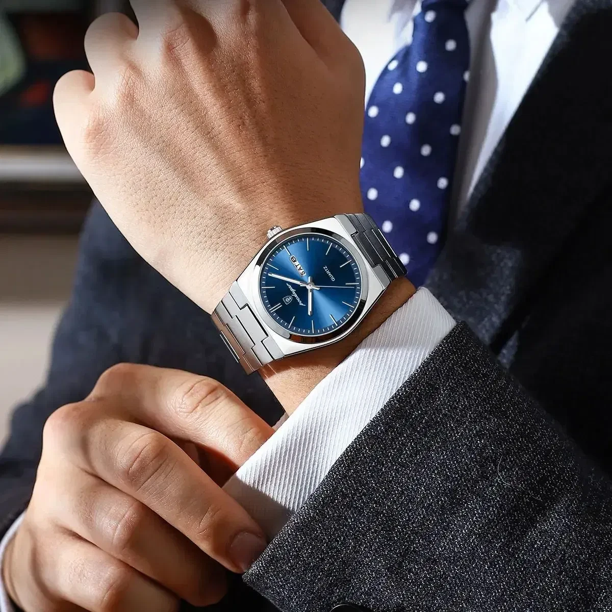 Color: Brown - POEDAGAR Luxury Watch For Man Waterproof Luminous Date Week Stainless Steel Men Watc