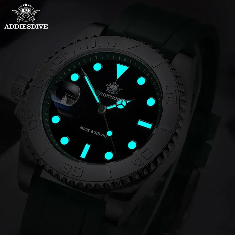 Color: Ivory - ADDIESDIVE Rotatable Bezel Watch For Men 41mm Quartz Watch Stainless Seel BGW9 Lumin