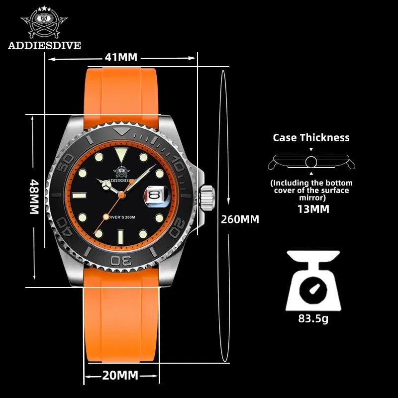 Color: Ivory - ADDIESDIVE Rotatable Bezel Watch For Men 41mm Quartz Watch Stainless Seel BGW9 Lumin