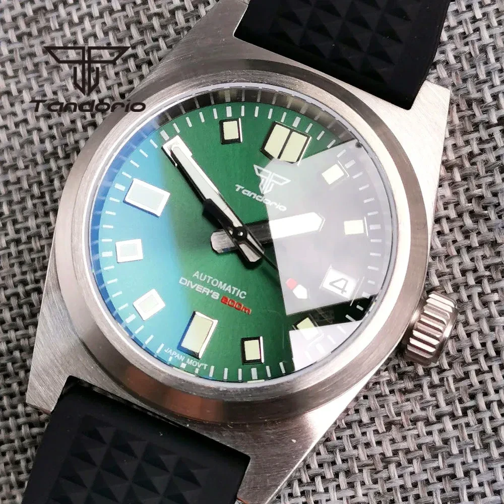 Color: BRONZE - Tandorio Black/Blue/Green Sunburst Dial NH35A 38mm Automatic Men's Watch 200M Brush