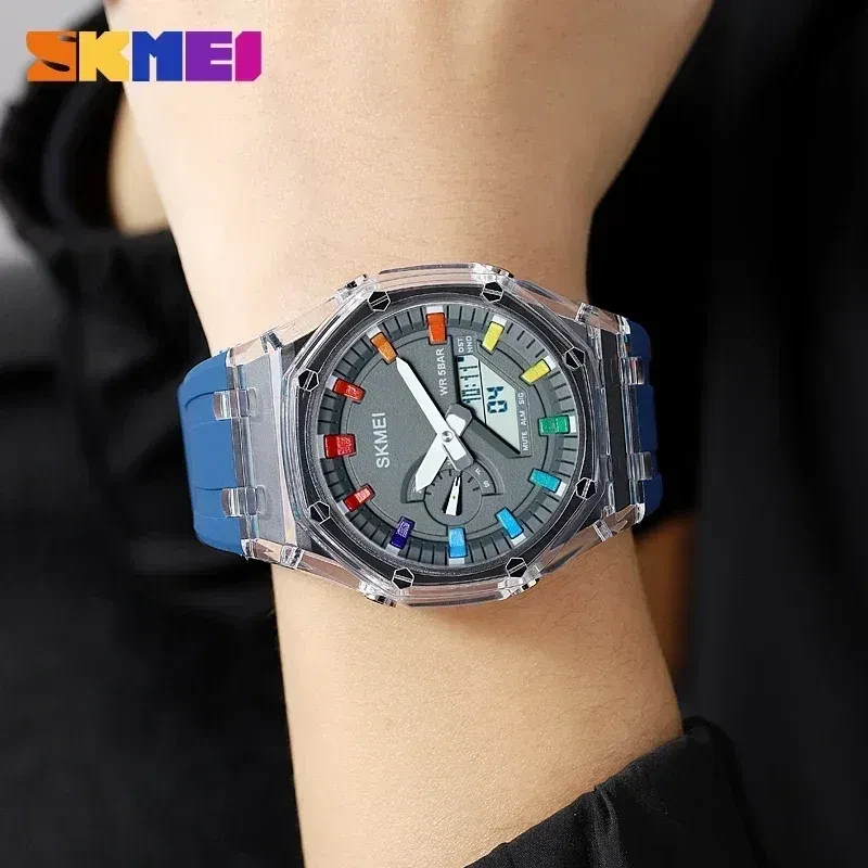 Color: Coffee, Ships From: CHINA - SKMEI Waterproof Men Watch Countdown Stopwatch Led Light Electro