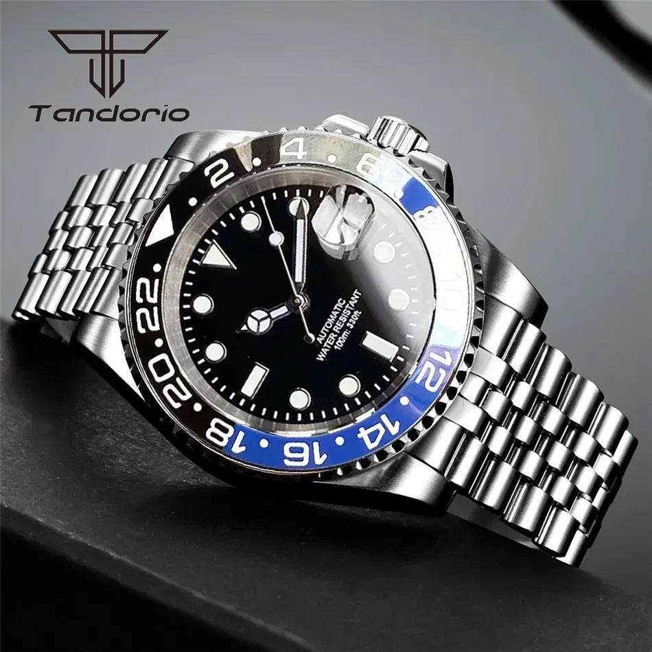 Color: Brown - Tandorio NH35A Date Stainless Steel 40mm Dive Automatic Men Watch Sapphire Crystal R