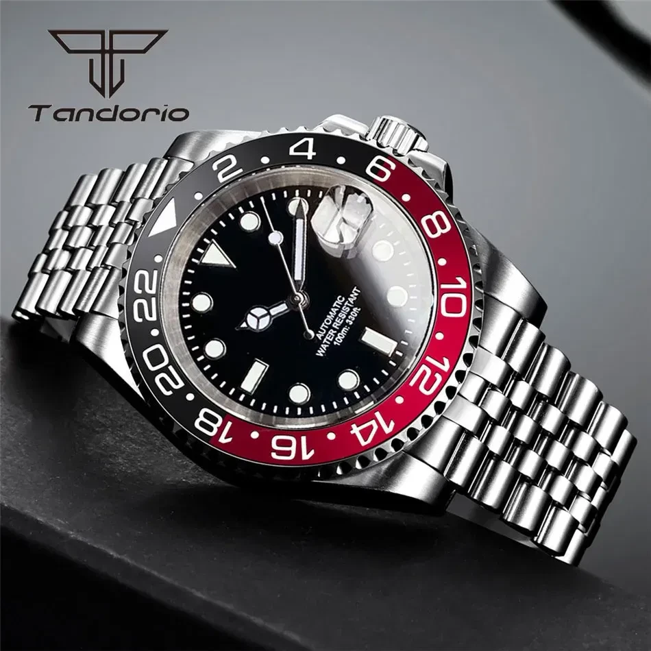 Color: WHITE - Tandorio NH35A Date Stainless Steel 40mm Dive Automatic Men Watch Sapphire Crystal R