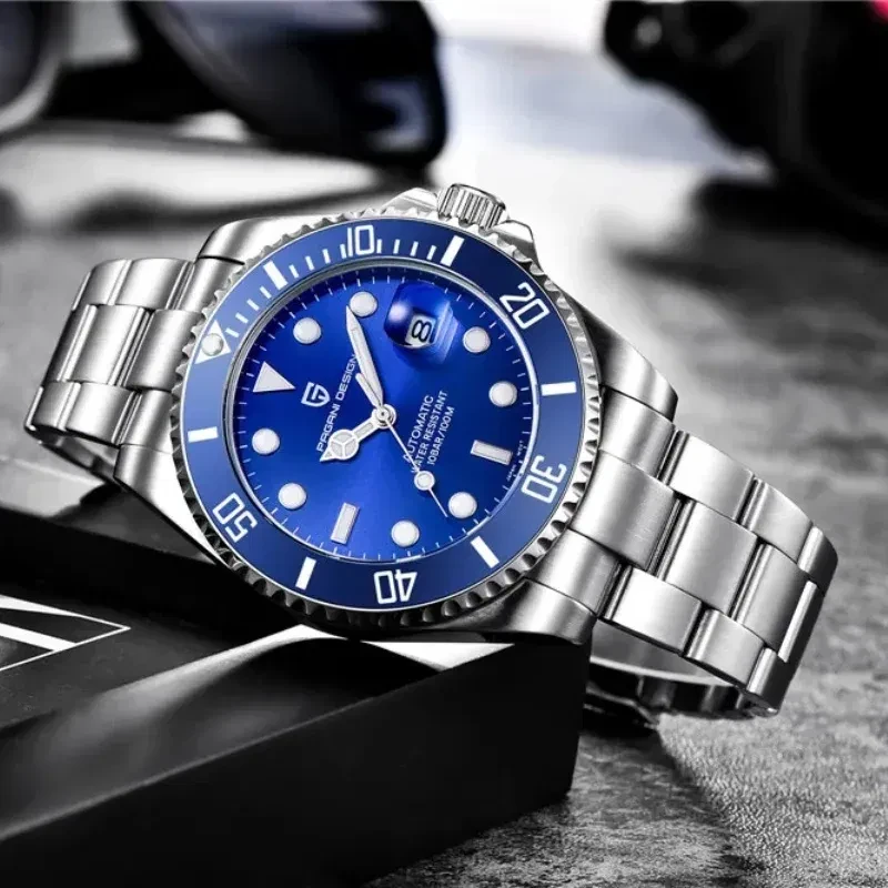 Color: black - PAGANI DESIGN Men Mechanical Wristwatch Luxury Ceramic Bezel Automatic Watch Sapphir