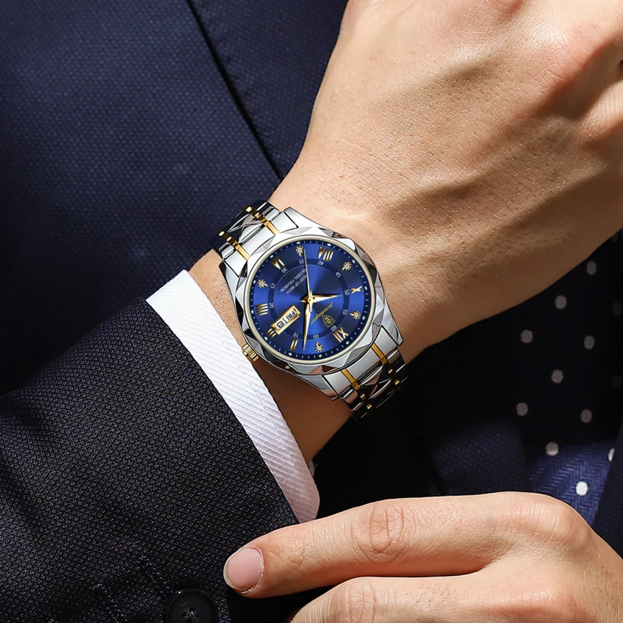 Color: Gold - POEDAGAR Top Luxury Men Quartz Watch For Men Sports Waterproof Luminous Stainless Ste