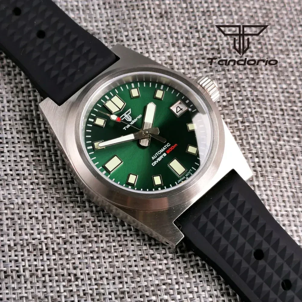 Color: Pink - Tandorio Black/Blue/Green Sunburst Dial NH35A 38mm Automatic Men's Watch 200M Brushed