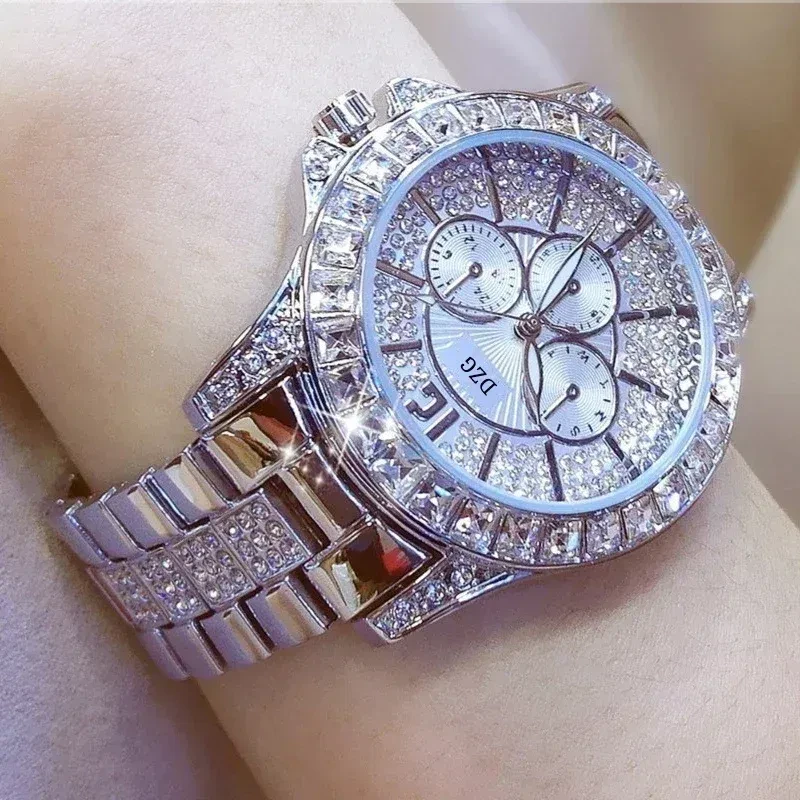 Color: Silver - Fashion Women Watch with Diamond Watch Ladies Top Luxury Brand Ladies Casual Women'