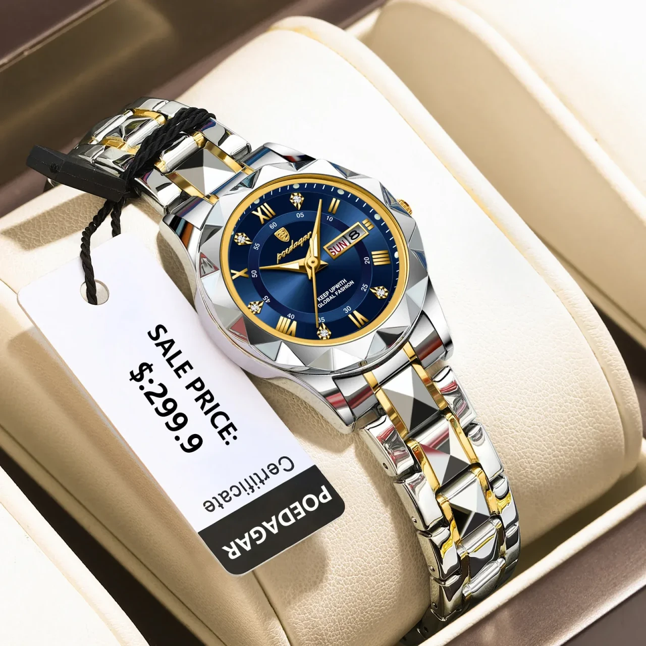 Color: Rose - POEDAGAR Luxury Ladies Dress Watch Luminous Waterproof Week Date Woman Wristwatch Sta