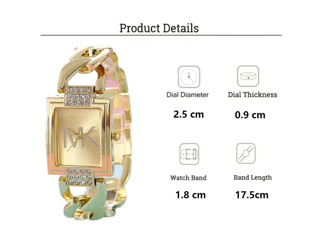 Color: Rose, Ships From: CHINA - Luxury Brand Women's Watch Fashion Elegant Style Metal Strap Squar