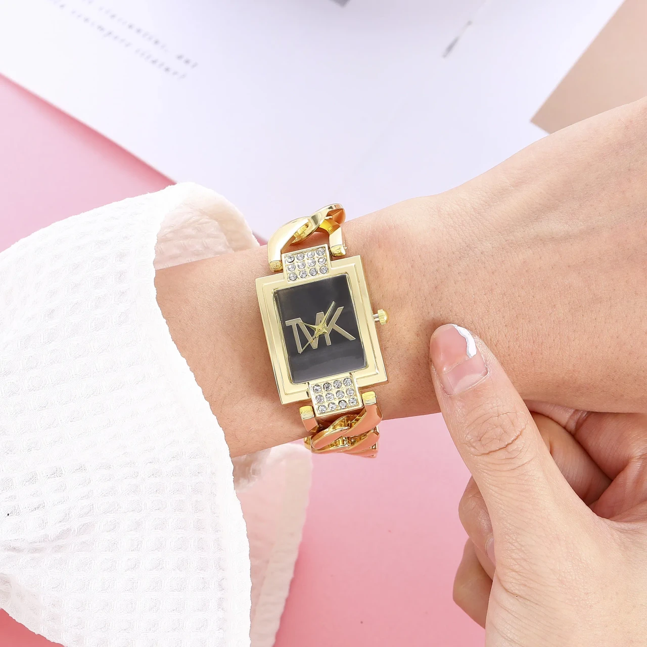 Color: Rose, Ships From: CHINA - Luxury Brand Women's Watch Fashion Elegant Style Metal Strap Squar