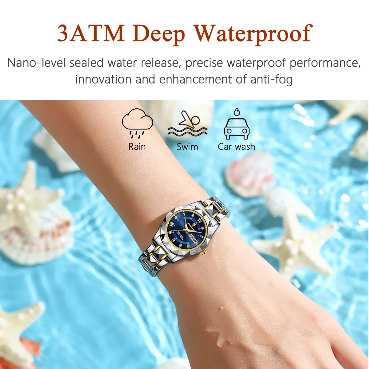 Color: Ivory - POEDAGAR Luxury Ladies Dress Watch Luminous Waterproof Week Date Woman Wristwatch St