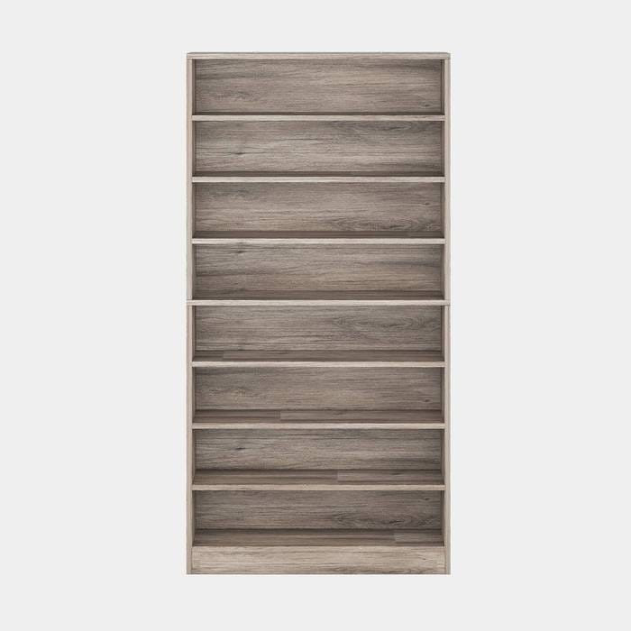 8-Shelf Shoe Rack Storage Cabinet in Grey Wood Finish - Holds Up To 45 Pairs