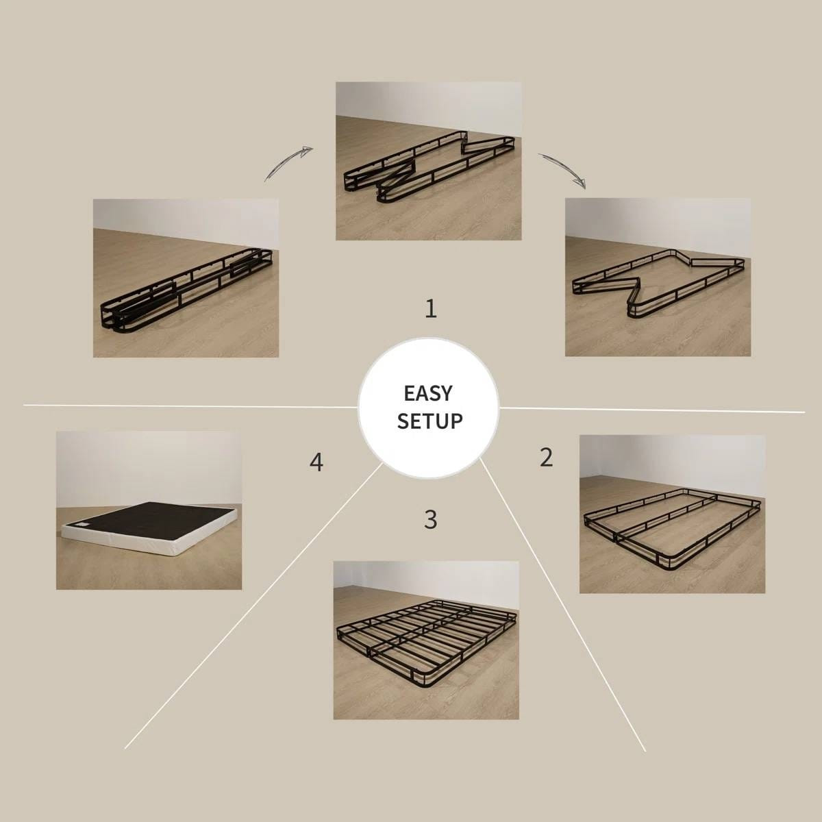 King size 8-inch Metal Frame Box-Spring Mattress Foundation with Cover