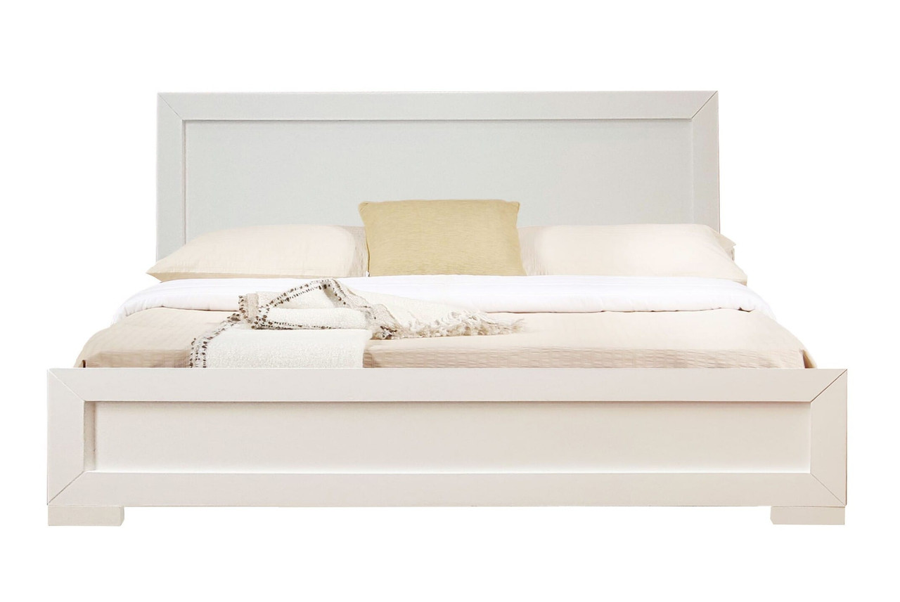 White Solid and Manufactured Wood King Bed Frame