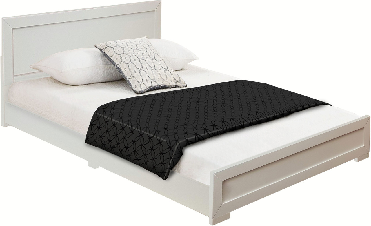 White Solid and Manufactured Wood King Bed Frame