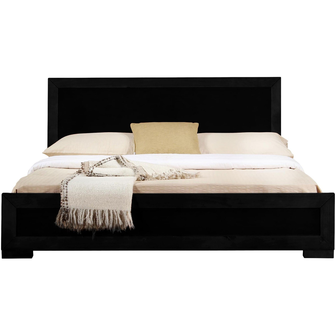 Black Solid and Manufactured Wood King Bed Frame