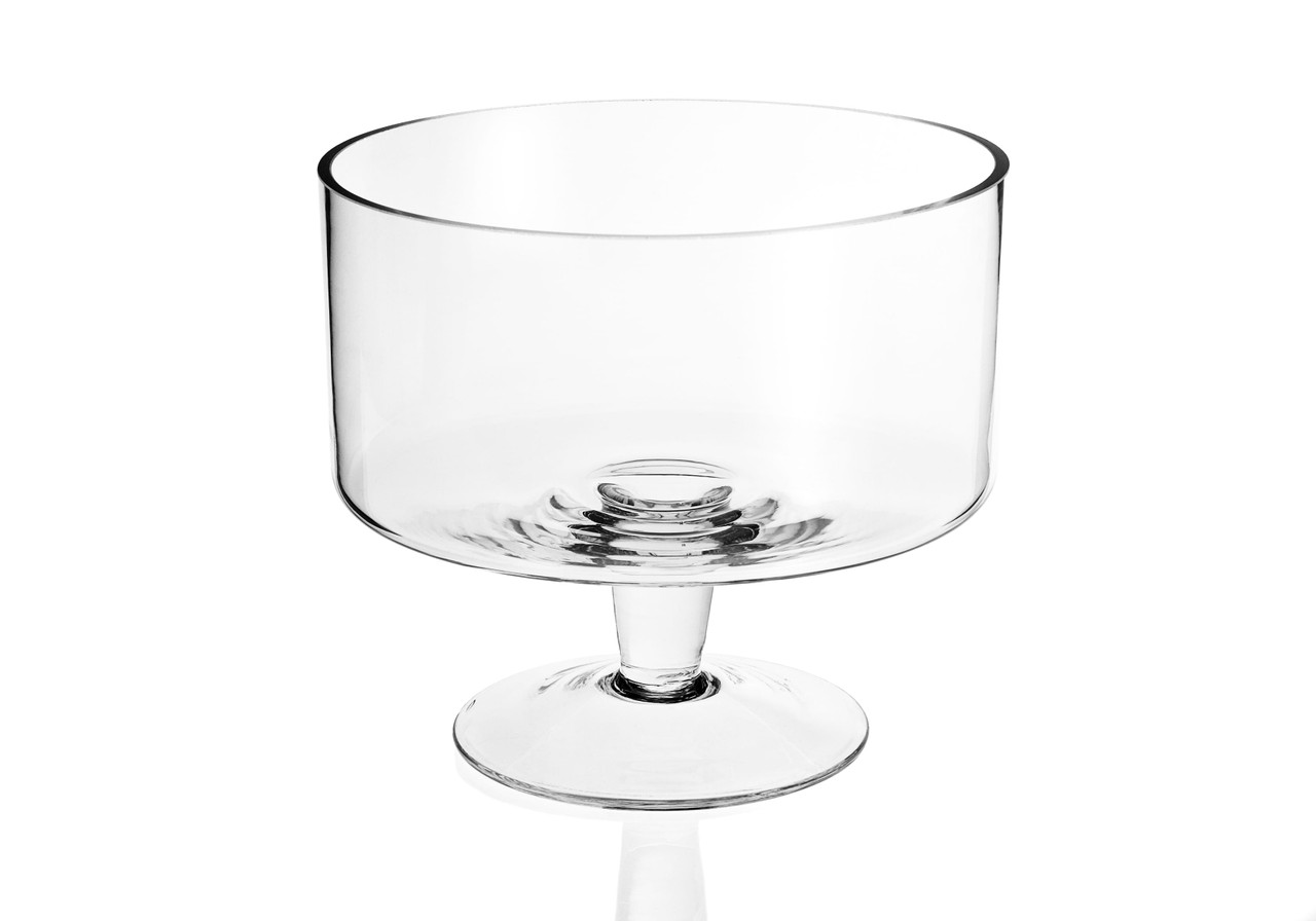 10" Clear Mouth Blown Crystal Round Trifle Bowl