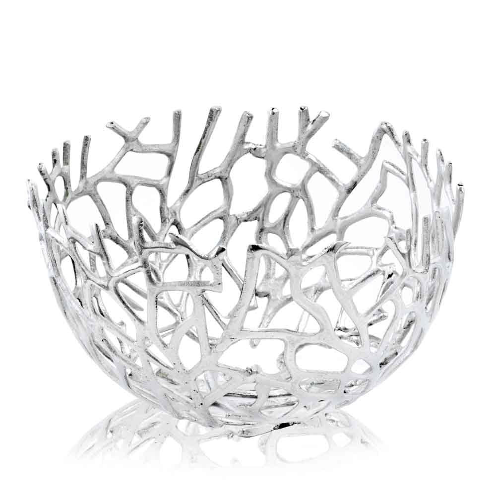 Round Silver Twigs Centerpiece Bowl