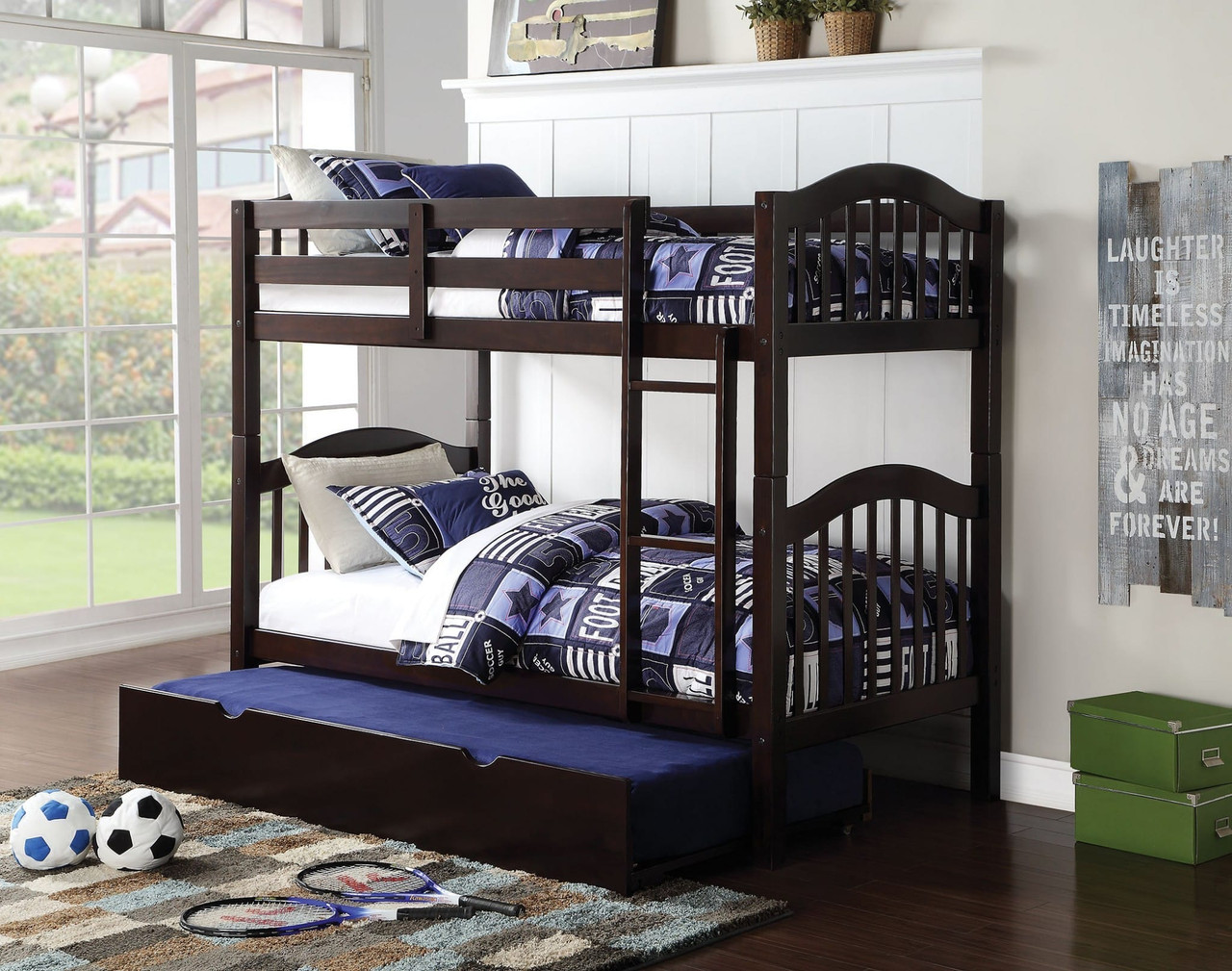 75" X 41" X 11" Espresso Pine Wood Trundle