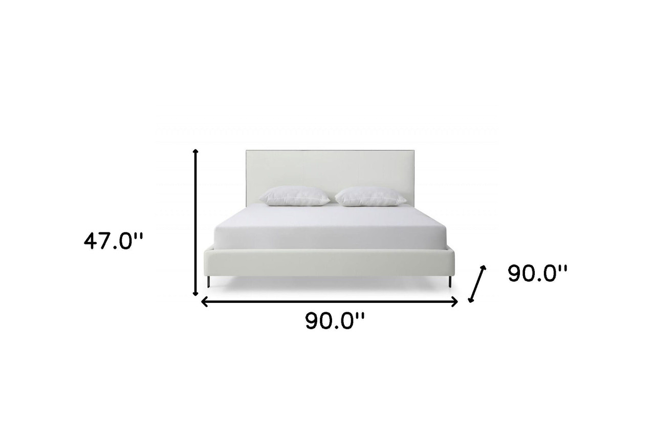 King White Upholstered Faux Leather Bed With USB