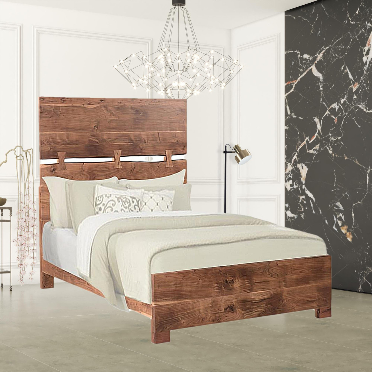 Live Edge Solid Wood Queen Brown Bed