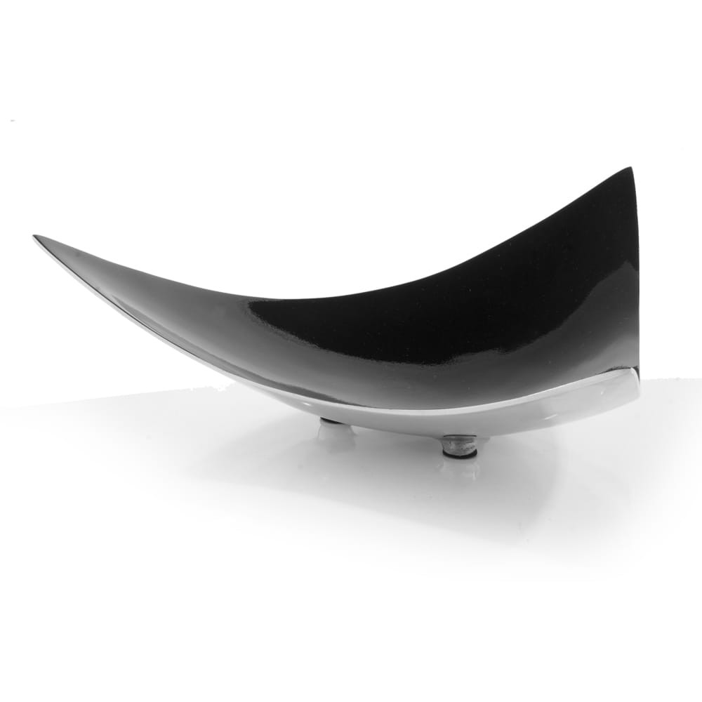 14" Black and Silver Aluminum Triangular Bowl