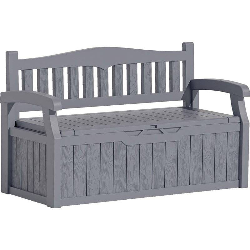 Heavy Duty Grey Plastic Outdoor Storage Garden Bench Patio Deck Box