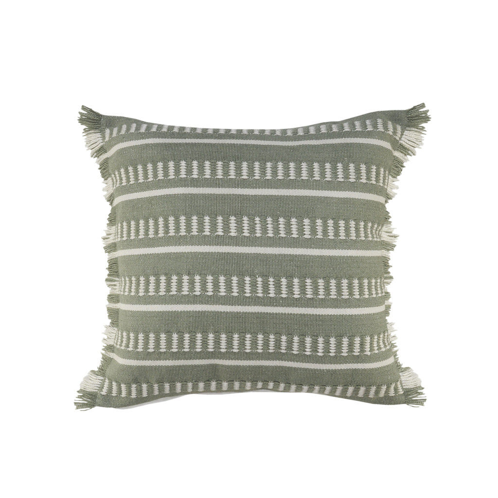 24" X 24" Green Zippered Coastal Indoor Outdoor Throw Pillow